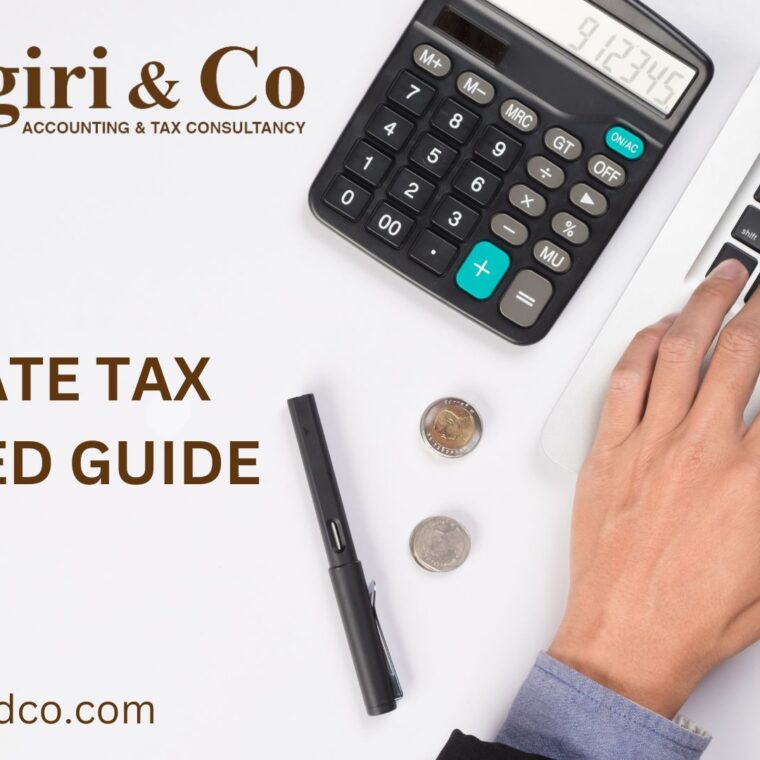 A person using a laptop and calculator and sharing information on corporate tax guide