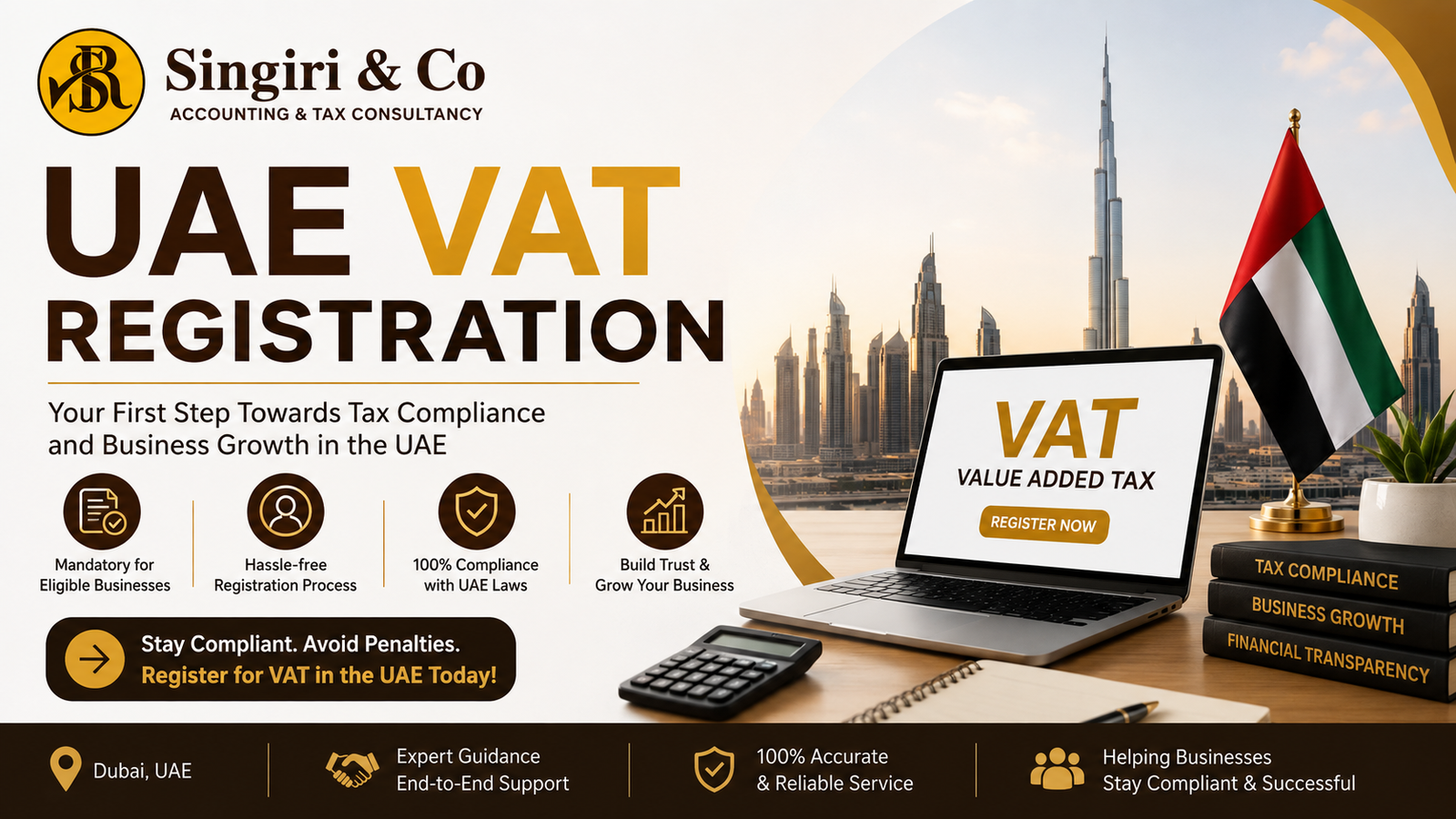 UAE VAT Registration guide covering VAT eligibility, requirements, registration process, and compliance for UAE businesses.