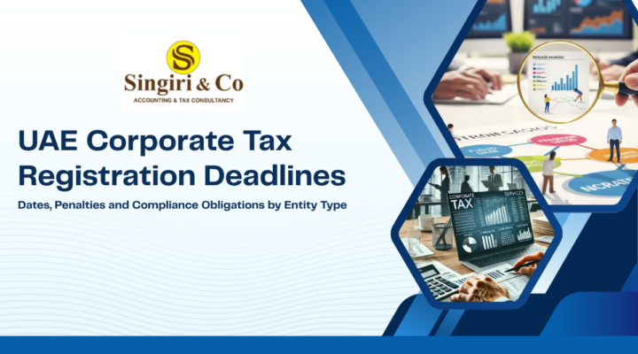 UAE corporate tax registration deadlines with calendar reminder, highlighting filing dates, compliance requirements, and business tax planning.