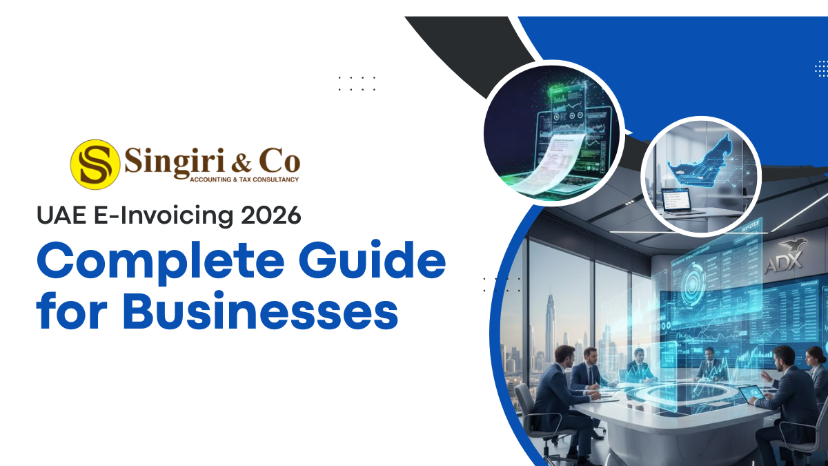 UAE E-Invoicing 2026 complete guide for businesses explaining digital invoicing system, VAT compliance, and corporate tax process in UAE