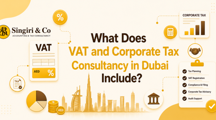 Professional accounting support for businesses with VAT and corporate tax consultancy in Dubai, covering VAT registration, tax compliance, planning, and advisory