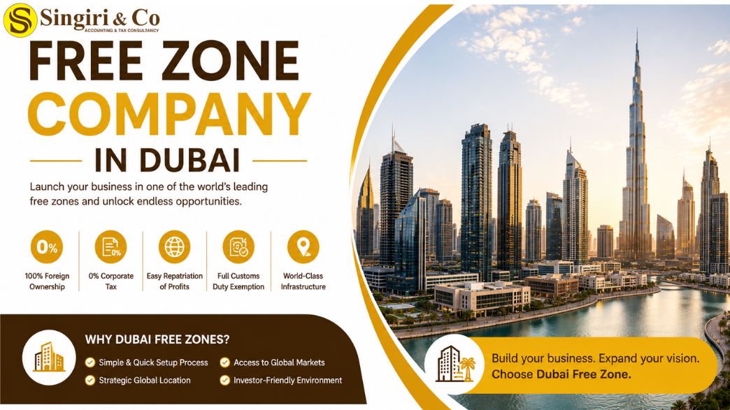 Singiri & Co. helps businesses set up a Free Zone Company in Dubai with expert business formation services