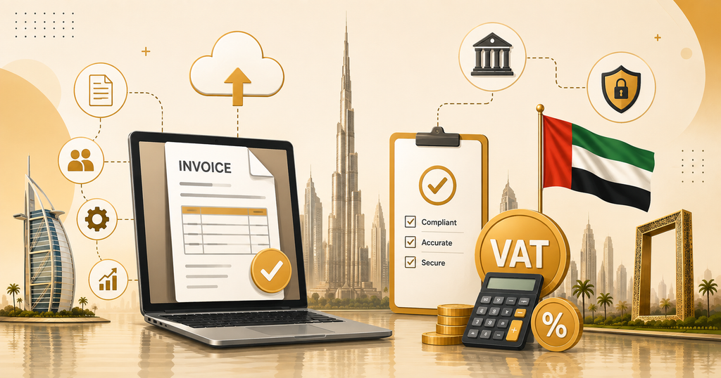 What is E-Invoicing in UAE and its benefits for businesses, including faster invoice processing, improved tax compliance, accuracy, and efficient digital records.