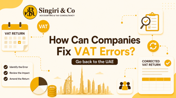 UAE VAT return correction guide showing how to correct errors in VAT returns in UAE, review mistakes, and maintain accurate business tax records.