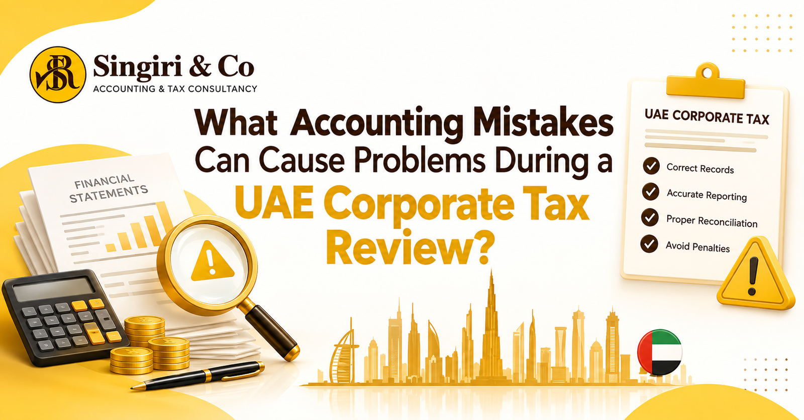 UAE business tax infographic highlighting Common Mistakes to Avoid in UAE Corporate Tax and key compliance points for businesses