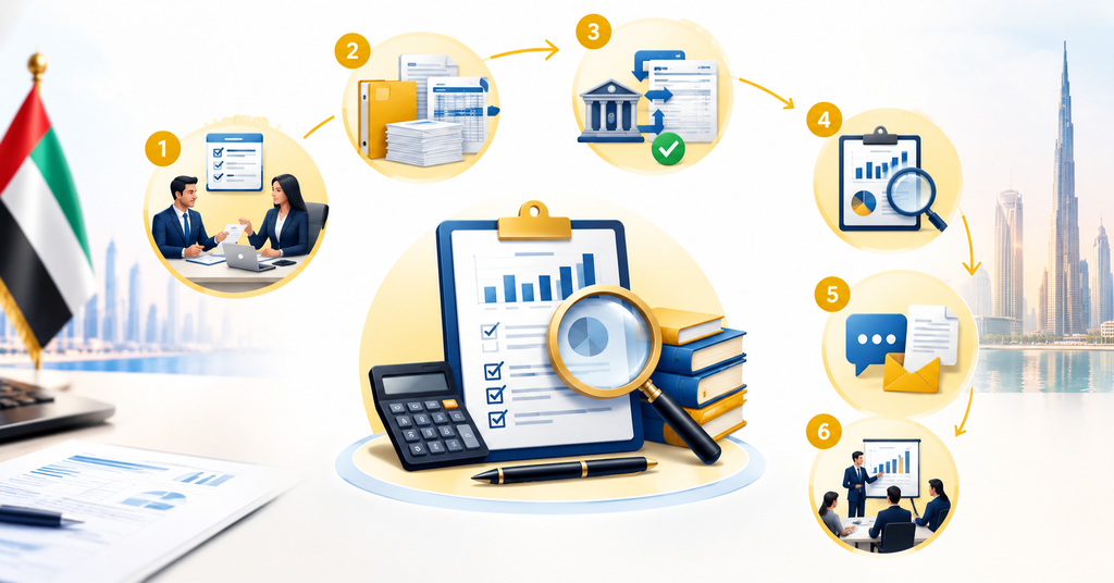 UAE Internal and External Audit Compliance Guide for businesses, covering audit requirements, financial reporting, regulatory compliance, and UAE audit standards.