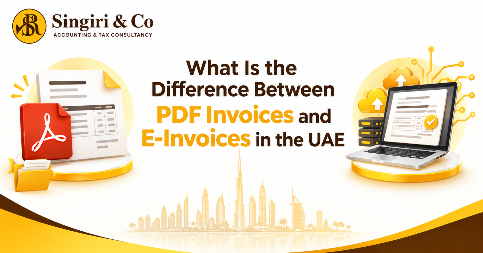 PDF Invoice vs E-Invoice Explained in UAE, highlighting key differences between PDF invoices and structured e-invoices.